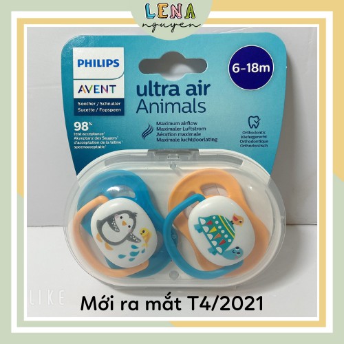 TI GIẢ Ultra air mẫu mới nhất phiên bản Animals Avent - Ti ngậm chống hô vẩu, giảm đau bụng cho trẻ