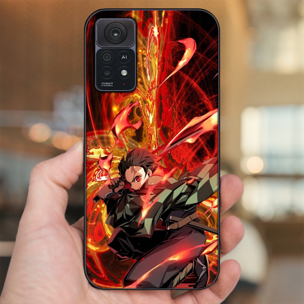Ốp lưng Xiaomi Redmi Note 11 Pro 5G viền đen in hình Tanjiro Kimetsu No Yaiba