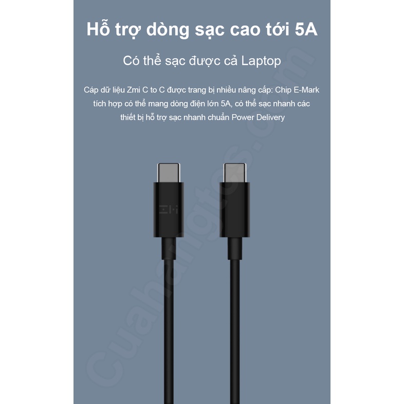 Dây sạc Zmi XM C to C USB-C to USB-C Cáp sạc AL308E 1.5m