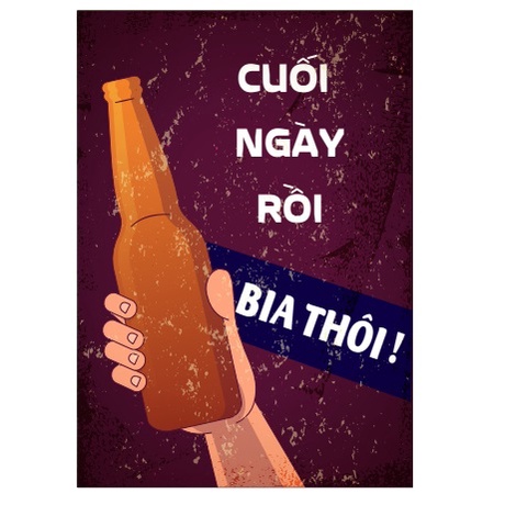 30x40cm Tranh sắt tranh thiếc trang trí treo tường chủ đề ăn nhậu, decor quán nhậu, beer club độc đáo