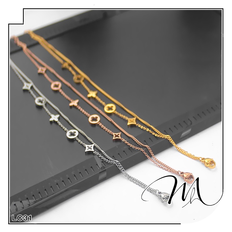 Lắc chân nữ Titan dây đôi hình cánh hoa rỗng xinh xắn - Măng’s House LC31