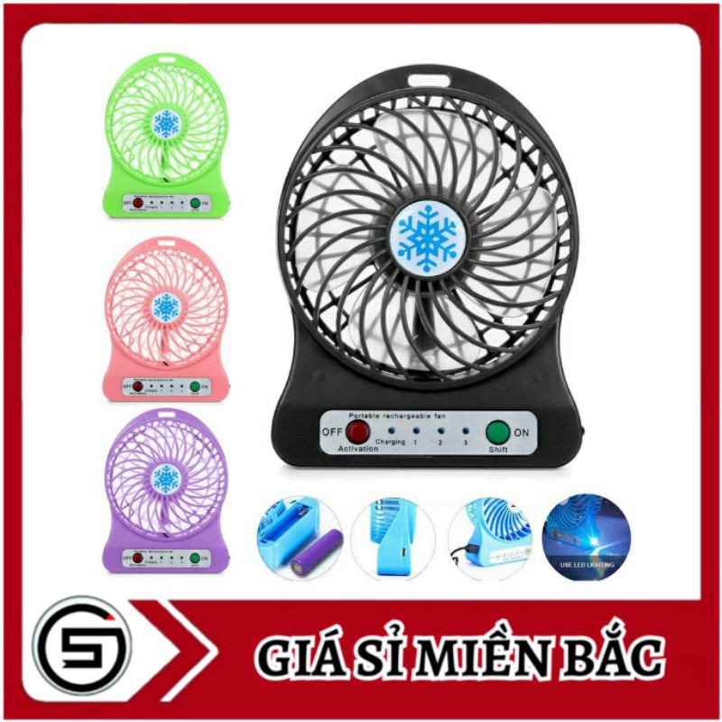 Quạt mini cầm tay LED Air Cool USB Quạt sạc 3 tốc độ với pin