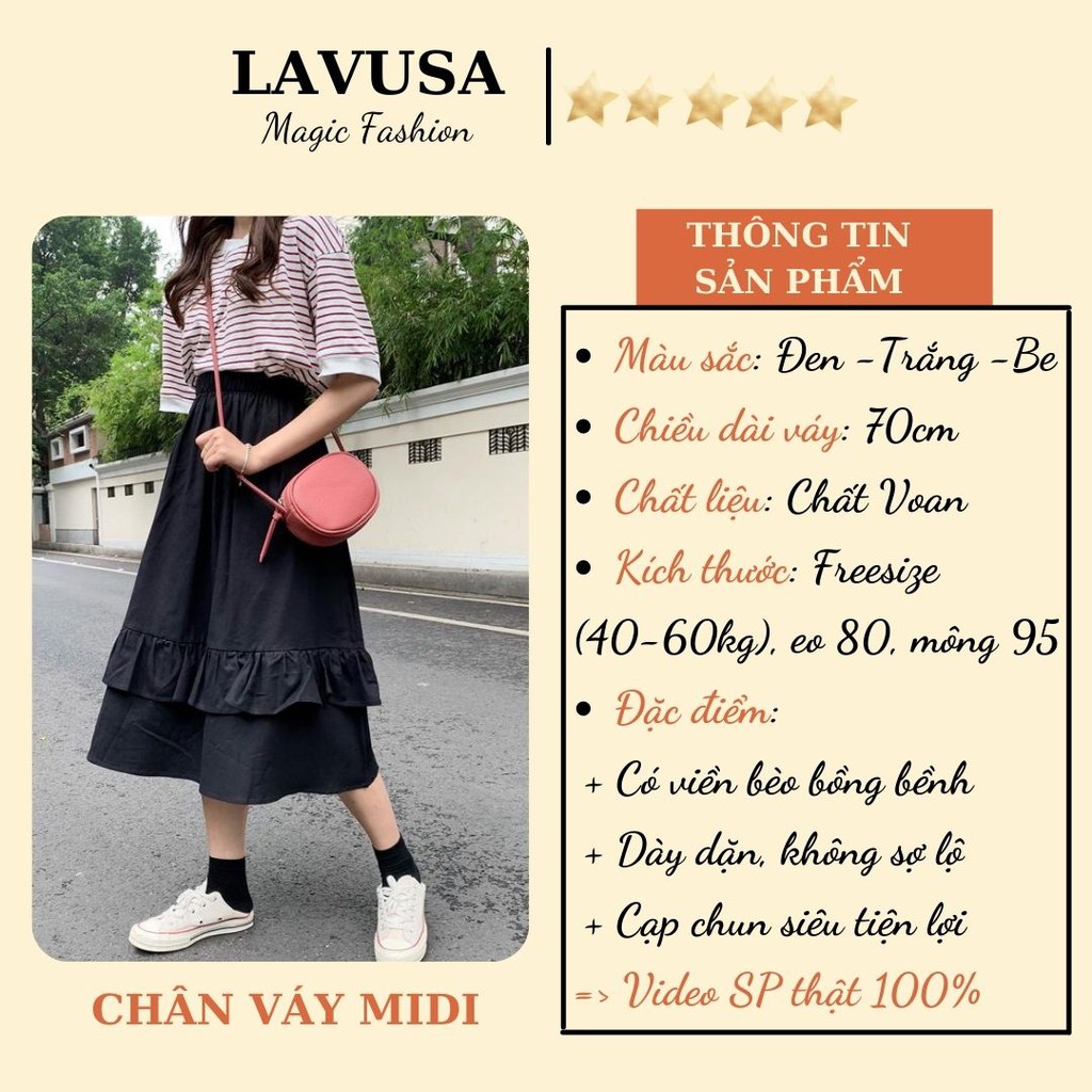 Chân Váy Midi Nữ Vintage 🦋 Chân Váy Vạt Bèo 2 Tầng 3 Màu Siêu Xinh LAVUSA | BigBuy360 - bigbuy360.vn