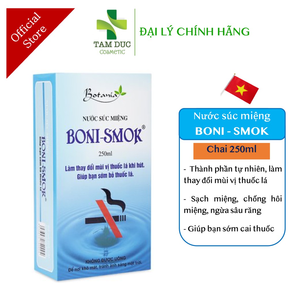 Nước súc miệng BONI SMOK [Chai 250ml] - Nước súc miệng cai thuốc lá [BoniSmok]