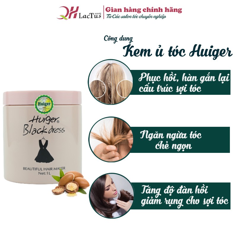 Kem ủ tóc huiger qh lactus season phục hồi hư tổn dưỡng tóc siêu mượt 1000ml