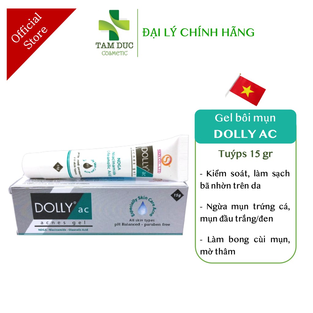 Kem DOLLY AC ACNES Gel ngừa mụn, giảm thâm, kiểm soát nhờn Tuýp 15g [doly ac, megaduo]