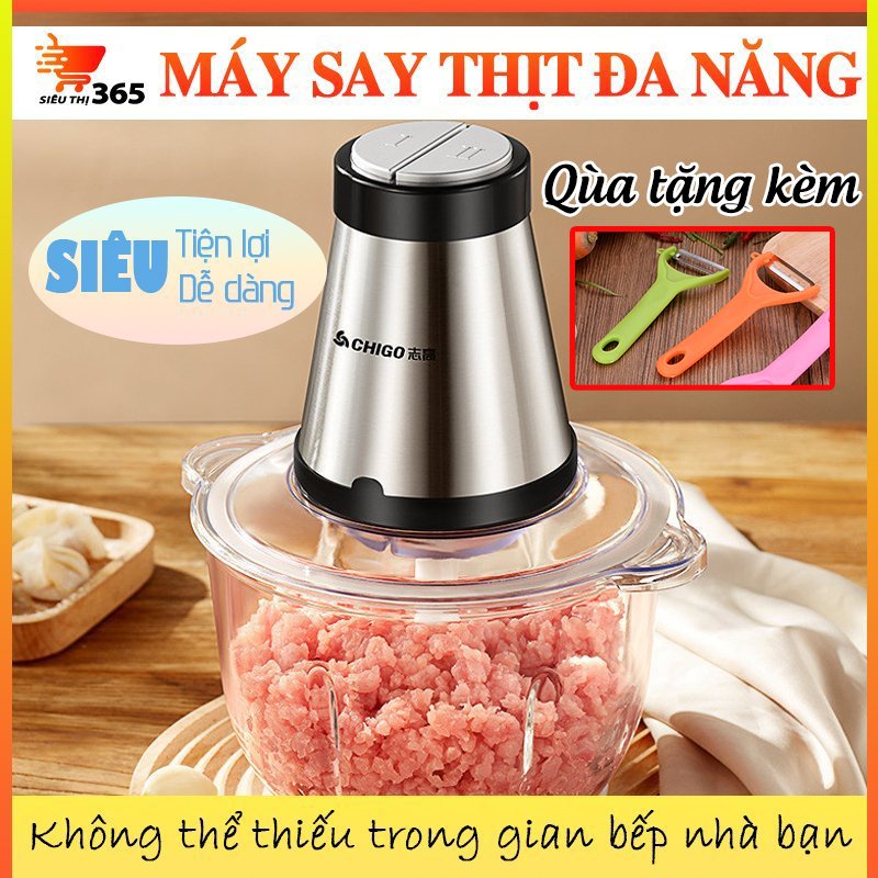 Máy xay thịt đa năng CHIGO bảo hành chính hãng 12 tháng, máy xay đa năng nhà bếp công suất 300W - khoẻ - tiện dụng 2021