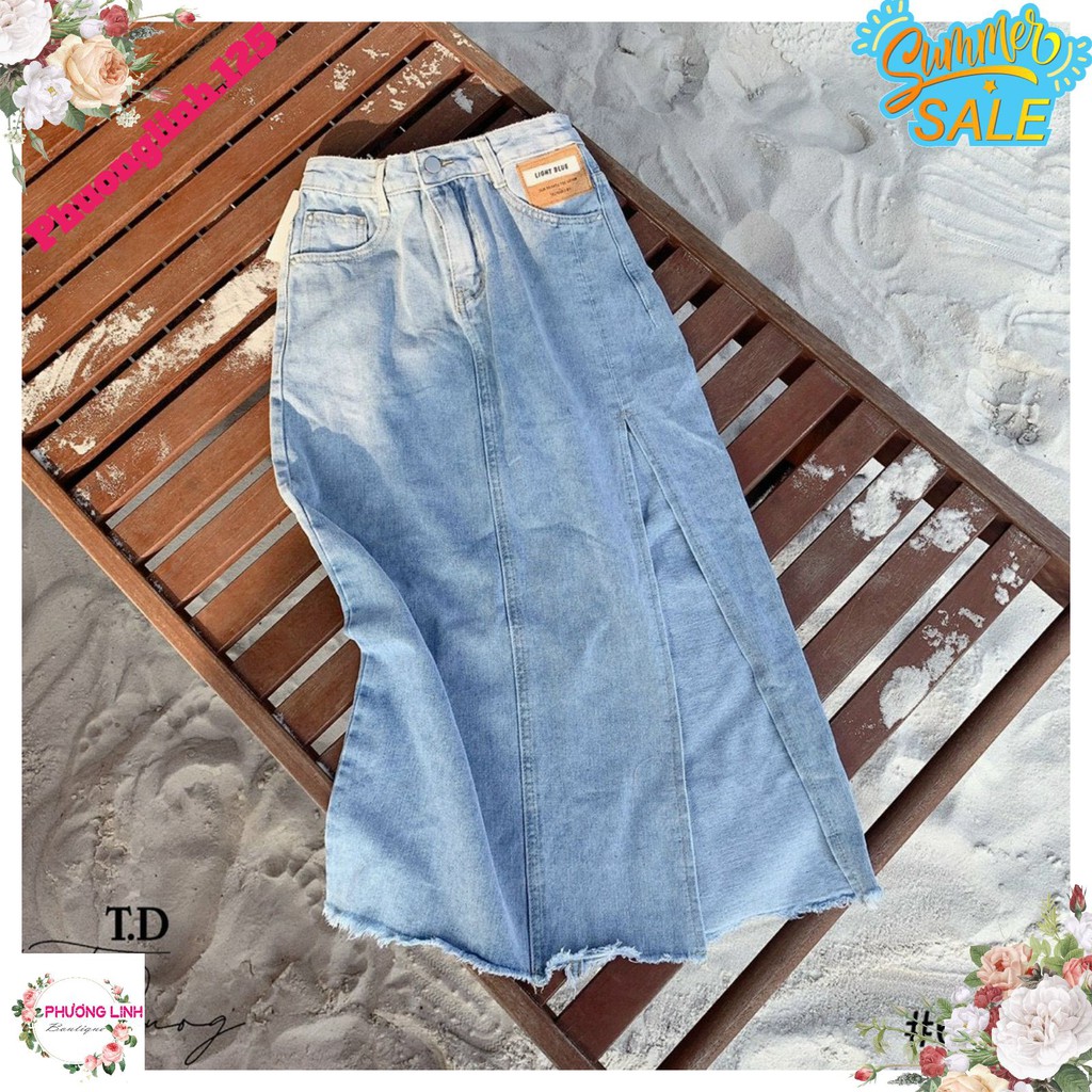 CHÂN VÁY JEAN GÂN XẺ ĐÙI 2M XANH/KHÓI | BigBuy360 - bigbuy360.vn