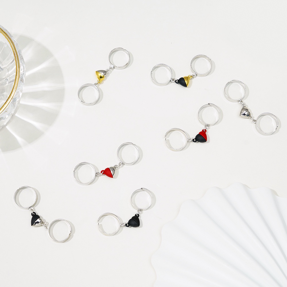 Set 2 Nhẫn Nam Châm Hình Nửa Trái Tim