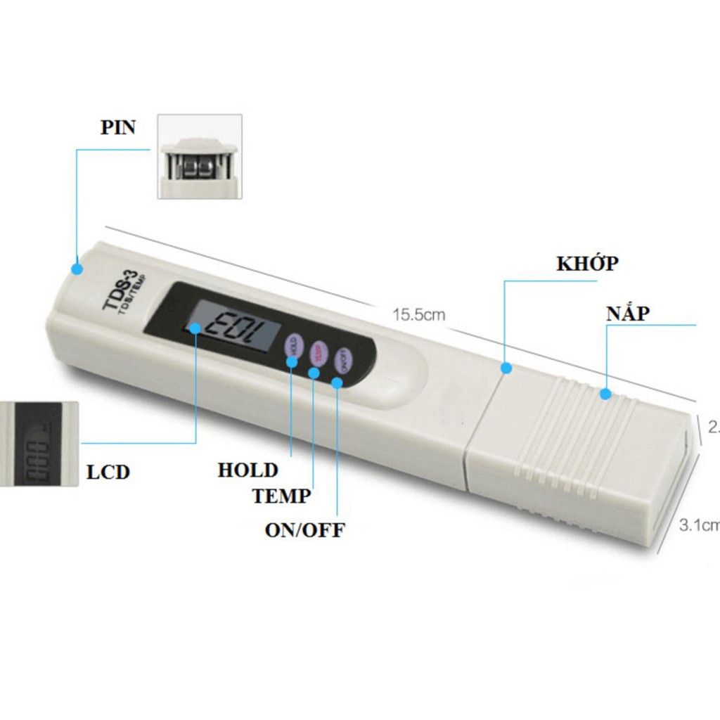 Bút Giám Sát Chất Lượng Nước TDS-3 Cho Nước Dùng Gia Đình, Bể Cá ... - NDHS-5332-BGSN