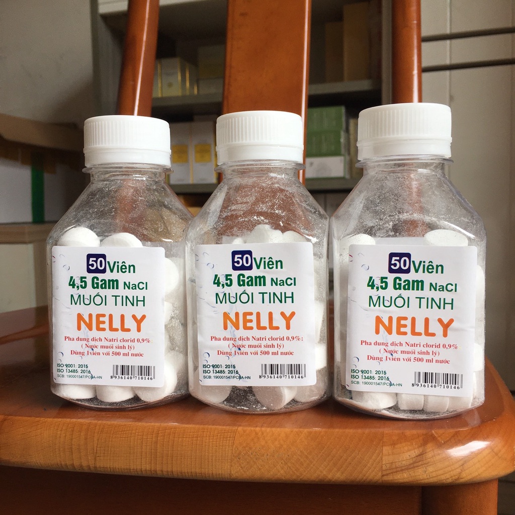 Viên Muối Tinh Nelly, Viên Muối Sinh Lý An Phú NaCl 0,9% lọ 50 viên - Nước Muối Sinh Lý Gia Đình Tự Pha Theo Nhu Cầu