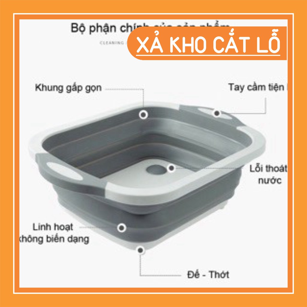 (thanh lý kho) Rổ Kèm Thớt Nhựa Đa Năng Gấp Gọn 3 In 1 (Chậu Rửa - Rổ Đa Năng - Thớt)