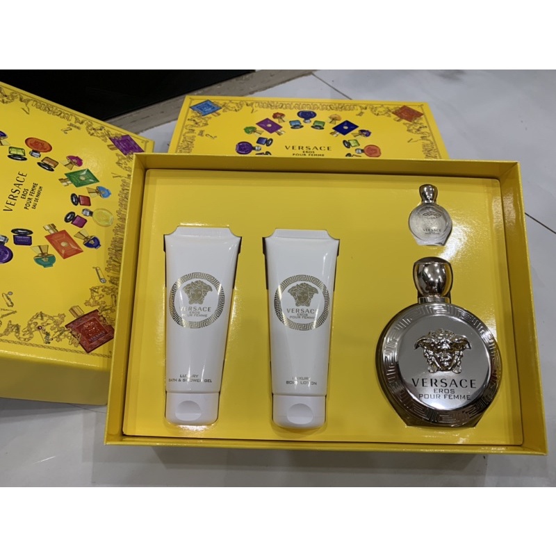 Bộ Set Nước Hoa Nữ Versace Eros Pour Femme EDP 100ml (gồm 4 món như hình)