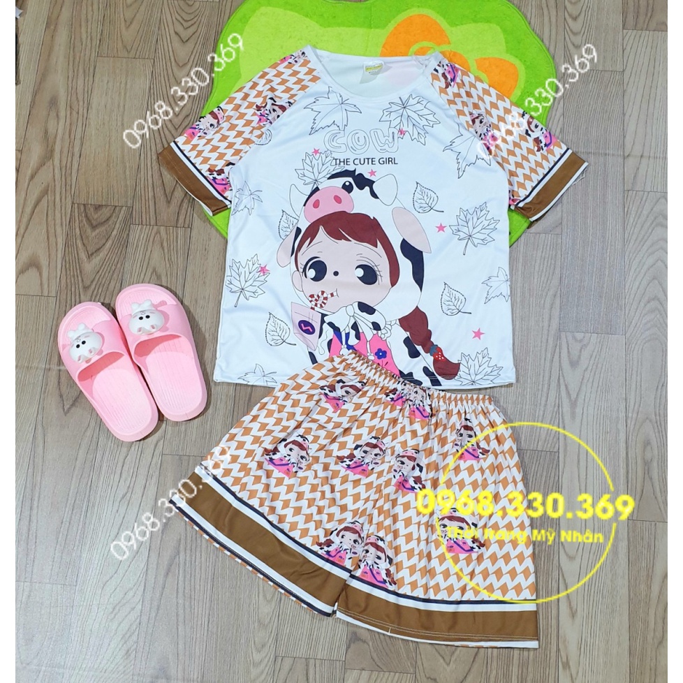 Đồ bộ đùi cotton in cô gái