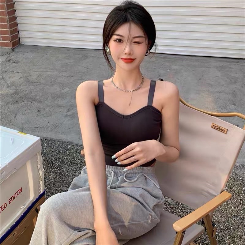 Áo bra 2 dây cúp tròn SIÊU HOT có mút nâng ngực dây bản to