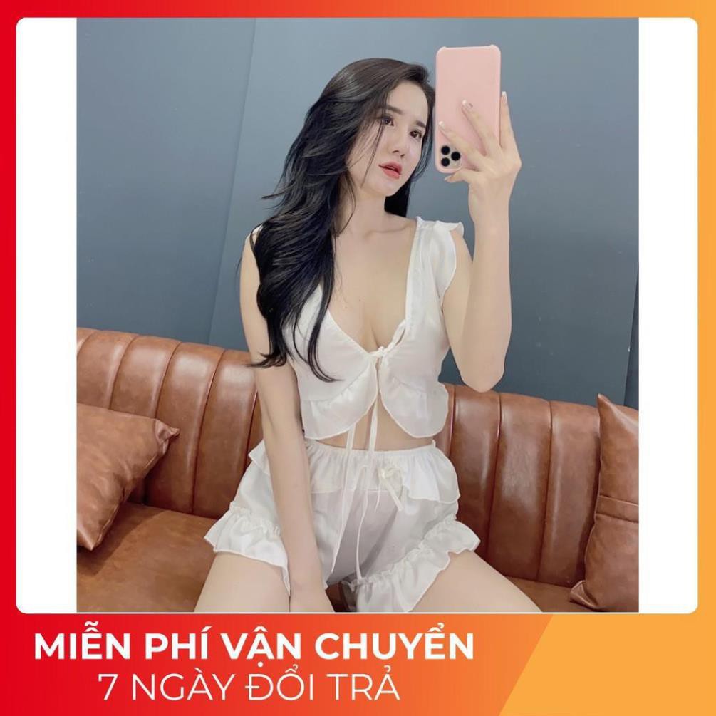 Đồ Ngủ Sexy Nữ 💫 FREE SHIP 💫Đồ Ngủ Sexy Lụa Phi Hai Dây Chất Mịn Quyến Rũ BO CROPTOP NO . . | BigBuy360 - bigbuy360.vn