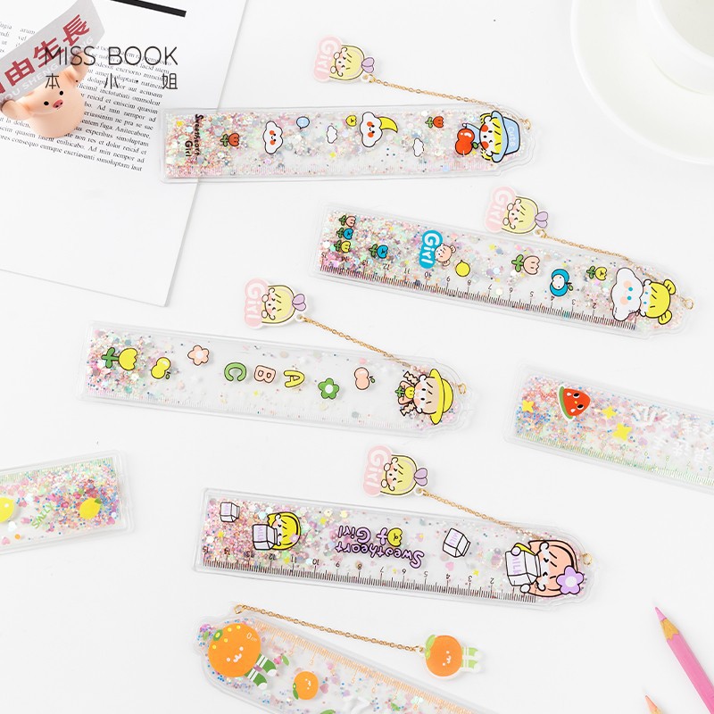 Thước Kẻ Cute 💖 Thước Dẻo Thước Nước Kết Hợp Bookmark Sáng Tạo Xinh Xắn Miss Book - Girls Phụ Kiện Bullet Journal