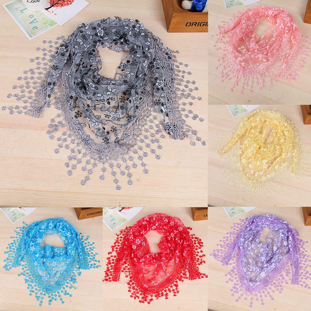 MELODG Khăn Choàng Cổ Chiffon Thêu Hoa