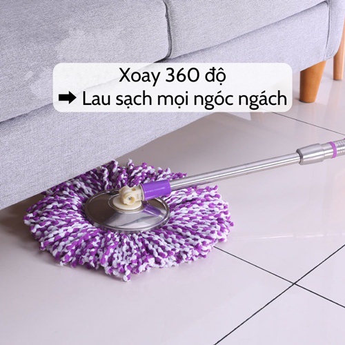 Cây lau nhà ❣️SALE❣️ Chổi lau nhà 360 độ thông minh cán inox cao cấp kèm bông lau vệ sinh nhà cửa tiện dụng