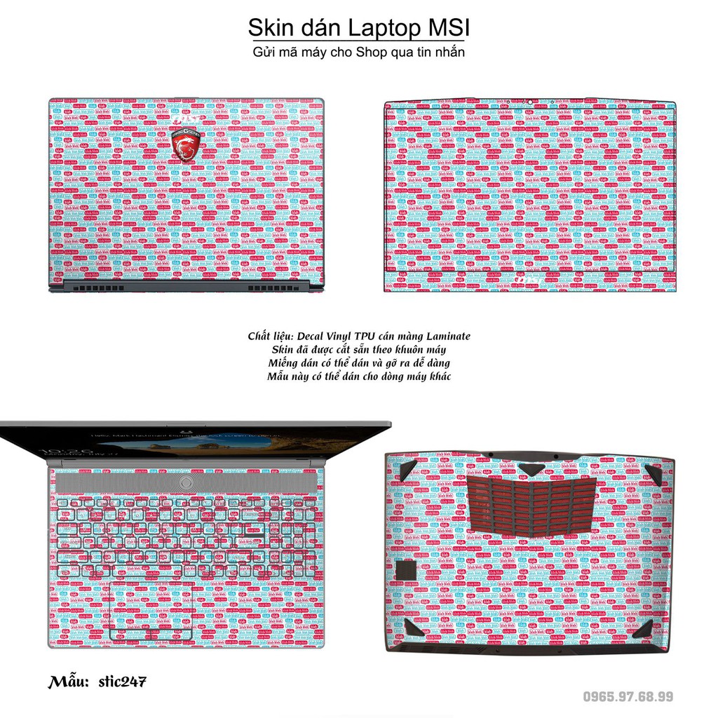 Skin dán Laptop MSI in hình Blah Blah - stic248 (inbox mã máy cho Shop)