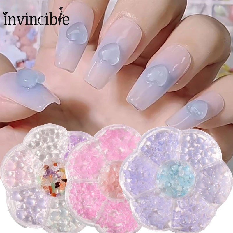 Bộ Hạt Đính Trang Trí Móng Tay 7 Ngăn Trong Suốt Lấp Lánh