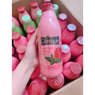 Sữa tắm cotage pháp hương dâu tây ngọt màu hồng chai 750ml