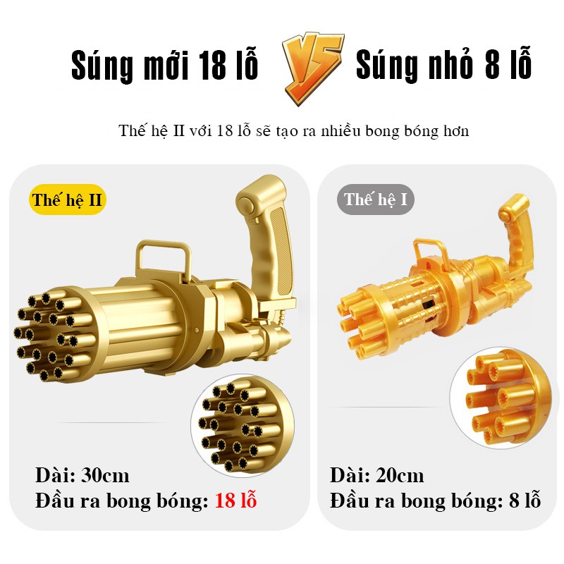 Súng bắn bong bóng xà phòng 8 nòng 18 nòng siêu mạnh đầy đủ hộp và phụ kiện