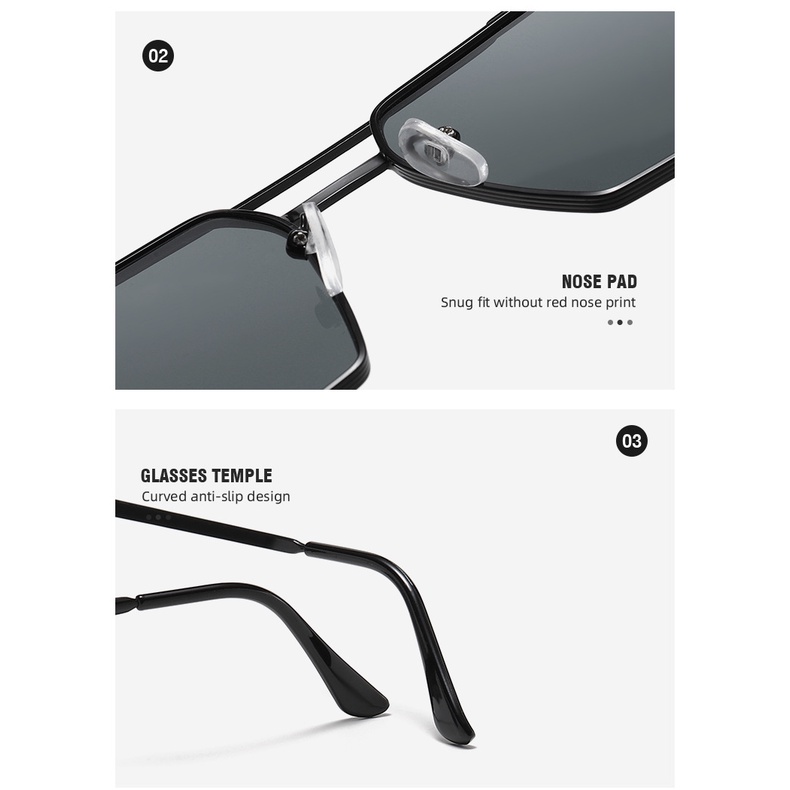 Kính Chống Nắng Gọng Vuông Kim Loại Phong Cách Retro Thời Trang Cho Nam COD