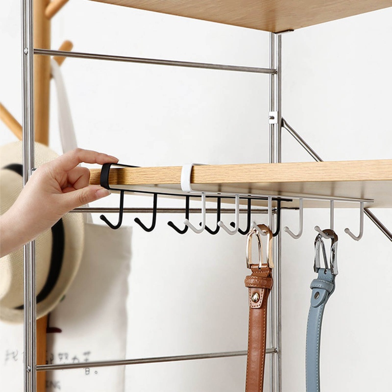 Giá Sắt 6 Móc Treo Ly Cốc Gắn Tủ Quần Áo Tiện Dụng