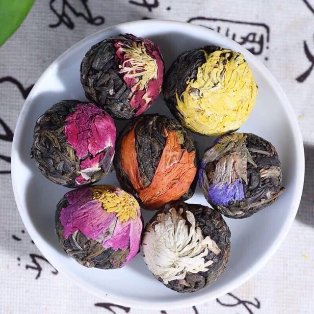 Trà hoa phổ nhĩ set 30 viên y hình