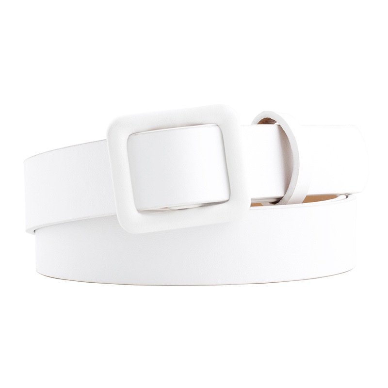 OFF WHITE Thắt Lưng Da Bản Rộng 2.4cm Màu Trắng Đen Dễ Thương