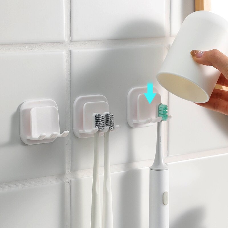 1 Giá Đỡ Bàn Chải Đánh Răng Gắn Tường Tự Dính Bằng Nhựa Chống Thấm Nước Tiện Lợi Dành Cho Nhà Tắm