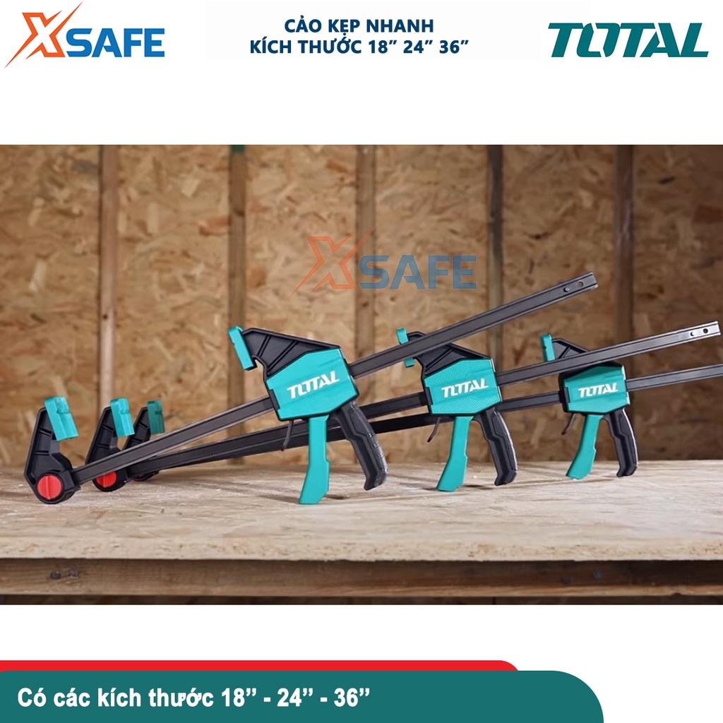 Thanh kẹp nhanh TOTAL kích thước 450-900mm, kẹp, cố định gỗ làm mộc, xây dựng, lực kẹp tối đa 135kgs - CHÍNH HÃNG