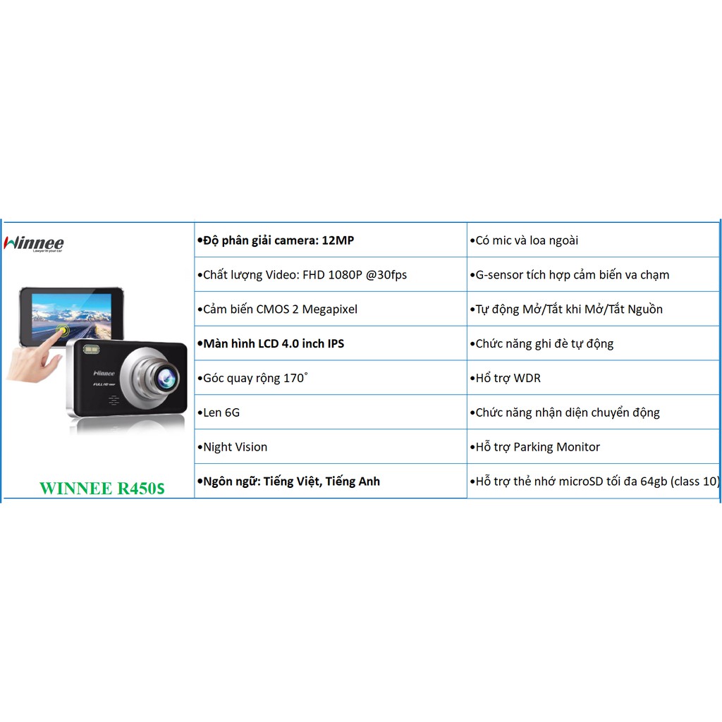 CAMERA HÀNH TRÌNH WINNEE R450S