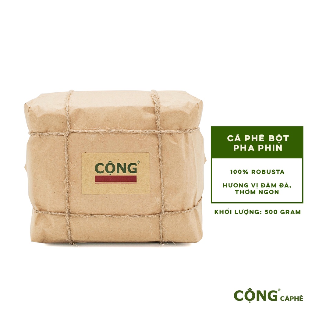 Cà phê bột rang xay 100% robusta hương vị đậm đà thơm ngon 500gr Cộng Cà Phê