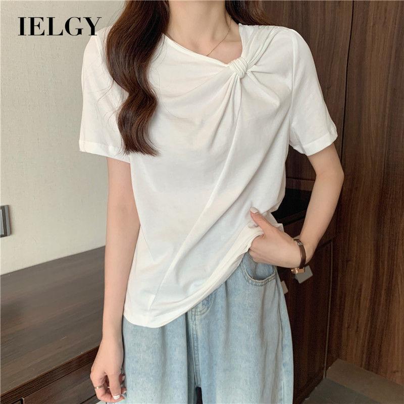 Áo thun IELGY tay ngắn màu trơn dáng ôm dễ phối đồ thời trang cho nữ