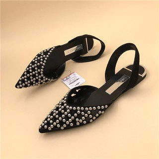 GIÀY SỤC CÓ QUAI ZARA XUẤT DƯ TUỒN NỮ MÀU ĐEN ĐÍNH ĐÁ