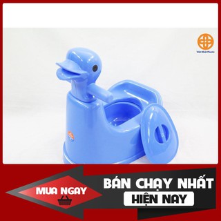 Bô vệ sinh con vịt nhựa Việt Nhật màu xanh - vàng - dụng cụ đi vệ sinh tiện dụng cho bé - nhà cửa và đời sống