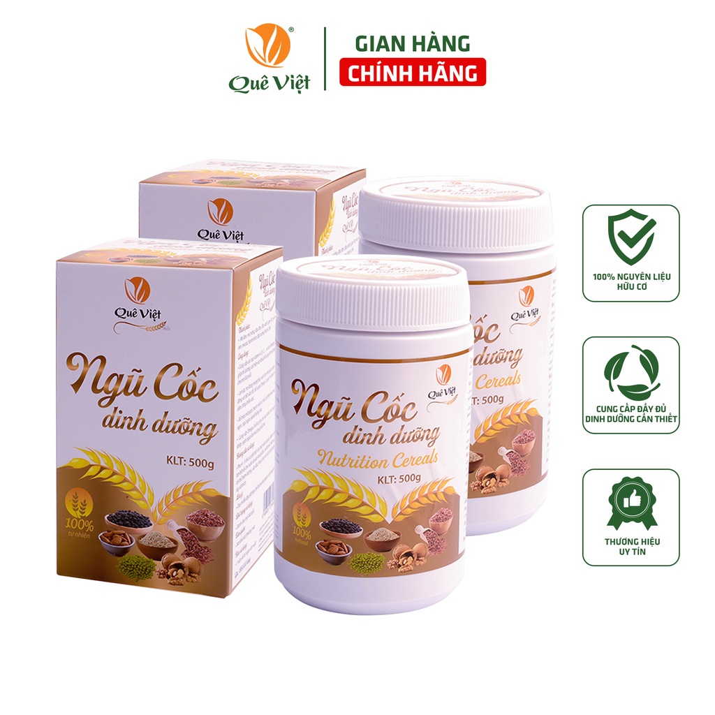 Combo 2 hộp Ngũ cốc dinh dưỡng ăn sáng Quê Việt bổ sung vitamin và dinh dưỡng cần thiết 500gr/hộp