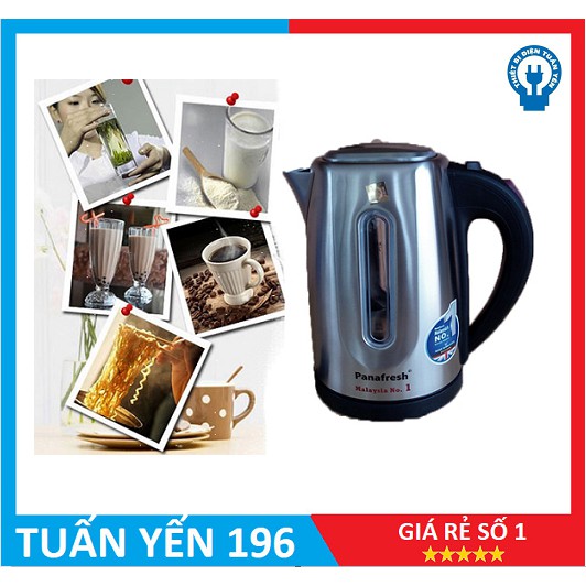 [GIAO HOẢN TỐC 1H] Bình đun siêu tốc inox Panafresh 1.7L Chính Hãng