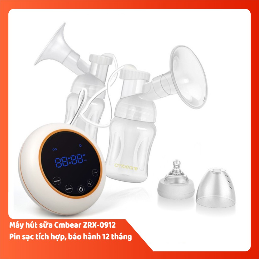 Máy hút sữa đôi Cmbear ZRX-0912 (pin tích điện, màn hình LED, 6 chế độ hút và massage)