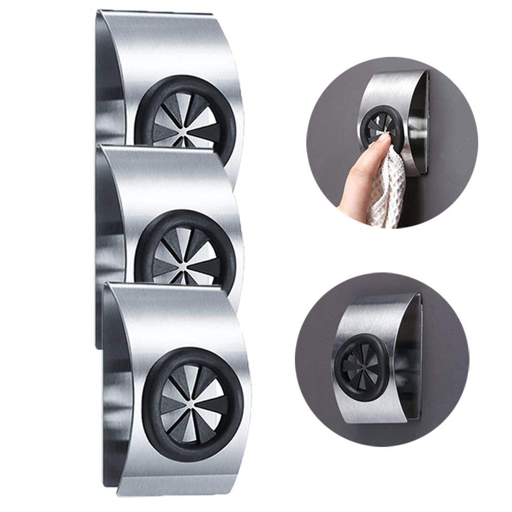 Móc Treo Khăn Bằng Thép Không Gỉ Tự Dính Tiện Dụng Cho Nhà Bếp Giá Đỡ