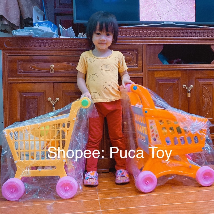 🔥HOT🔥 Xe Đẩy Siêu Thị Cho Bé Kèm Đồ Chơi Cho Bé Tập Đi Chợ, Chở Búp Bê, Thú Bông Đi Chơi. Xe HT7880 Phát Triển Kỹ Năn