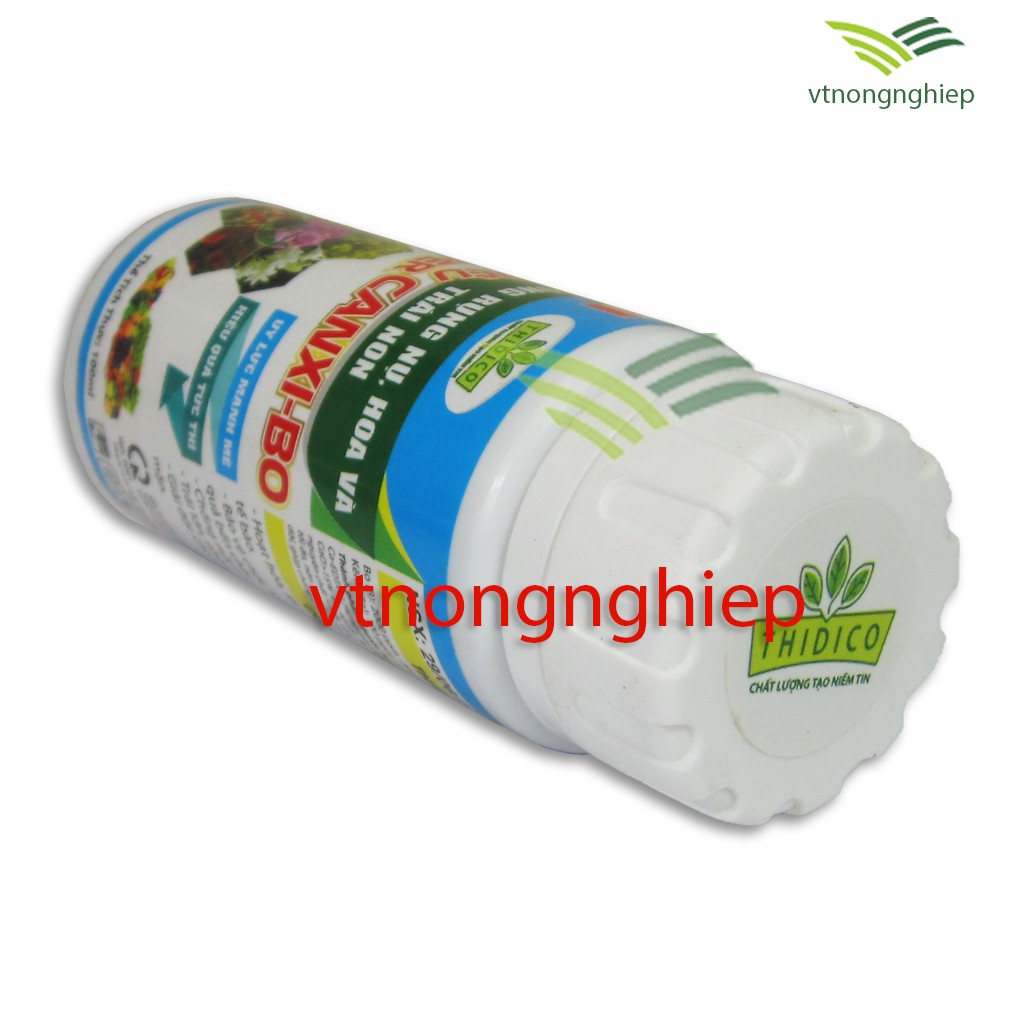 Phân bón lá Super Canxi-Bo, siêu canxi bo, nhãn hiệu Thidico, chống rụng nụ hoa và trái, bảo vệ chồi và lá non, lọ 100ml