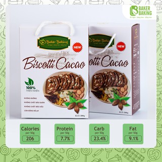 Bánh Biscotti vị Socola ăn kiêng giảm cân cho tập luyện, yoga, thể thao Baker Baking