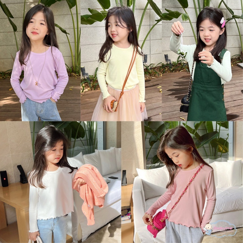 Áo Thun Tay Dài Bằng Cotton Thời Trang Dễ Thương Cho Bé Gái