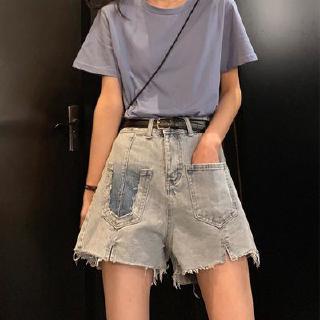 SUGEMIUSI Quần Short Jean Nữ Lưng Cao