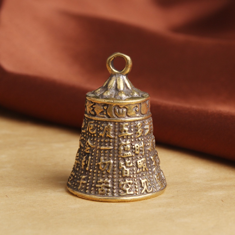 Móc Khóa Đồng Thau Kiểu Dáng Chiếc Chuông Thần Chú  Đem Lại May Mắn Chiêu Tài Lộc