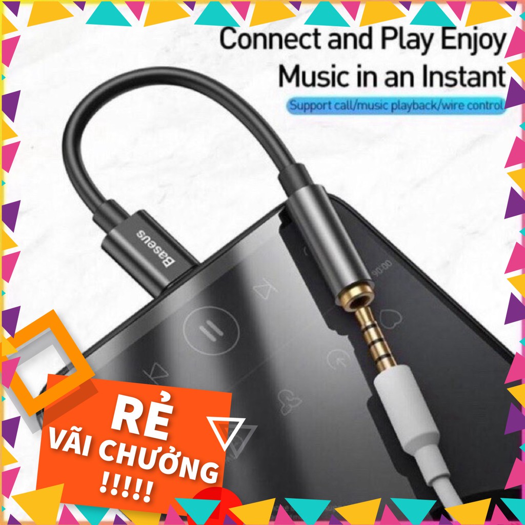 Jack chuyển tai nghe chân TYPE-C sang chân 3.5mm-hỗ trợ đàm thoại-Baseus L54.Bảo hành 12T