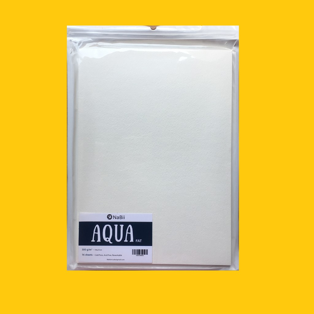 Giấy vẽ màu nước Nabii Aqua Fat tệp lẻ 300gsm 16 tờ size a4/a5/a6 chuyên dùng cho màu nước, acrylic